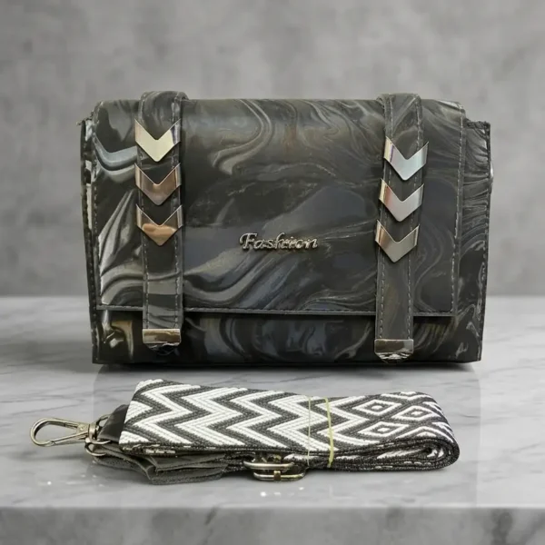 Black Marble Print Sling Bag